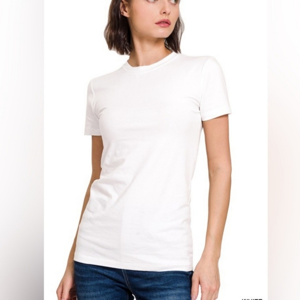 NEW Basic Cotton White T-Shirt sz Medium Short Sleeves